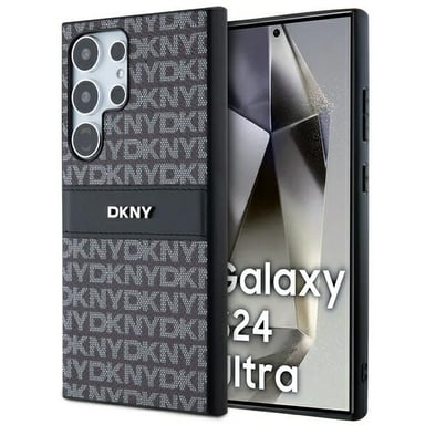 Custodia DKNY Mono Stripe Leather per Samsung Galaxy S24 Ultra, nera