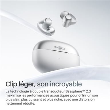 OpenDots 2 - Ecouteurs sans fil True Wireless à conduction aérienne Ear Ring, Argent