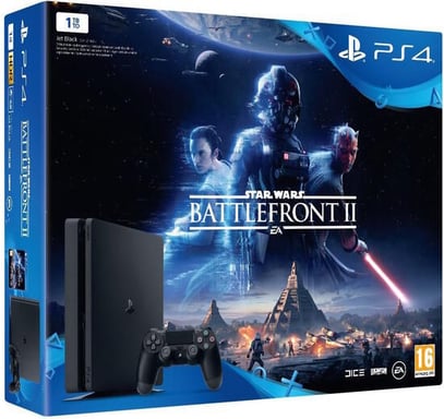 PS4 SLIM 1 To Noire + Star Wars BF II