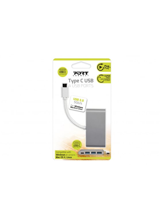 Port Designs 900122 hub & concentrateur USB 3.2 Gen 1 3.1 Gen 1 Type C 5000 Mbit/ Neuf - vue 3