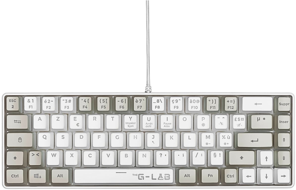Clavier Gamer filaire - KEYZ-HYDRO-WG/FR - 60% format compact - AZERTY - Rétroéclairé - Gris/Blanc - Neuf