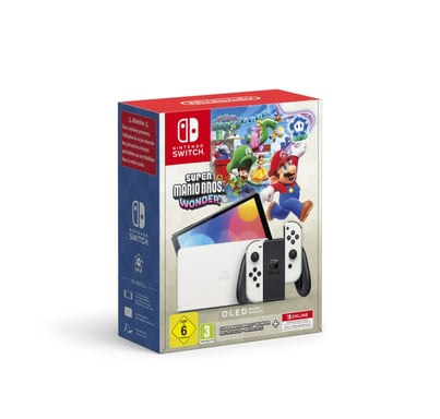 Nintendo Switch OLED (White) + Super Mario Bros. Wonder + Online Individual 12-Month videoconsola portátil 17,8 cm (7'') 64 GB Pantalla táctil Wifi Bla