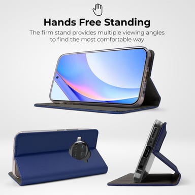 Moozy Case Flip Cover pour Xiaomi Mi 10T Lite 5G, Bleu foncé - Étui à rabat magnétique intelligent avec porte-carte et support