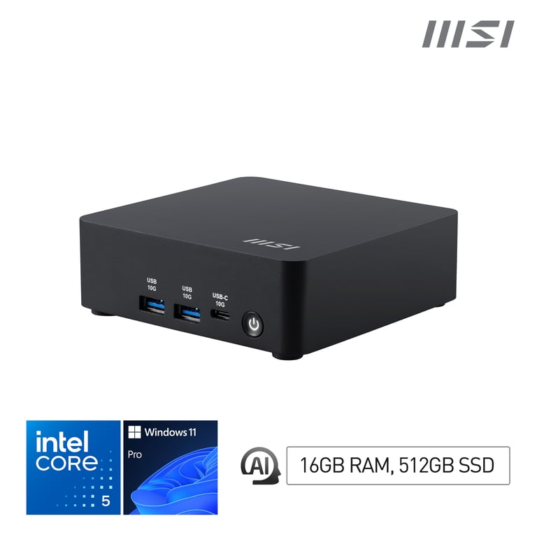 MSI Cubi NUC AI 1UMG i5 FS 500GB W11P Intel Core Ultra 5 DDR5 SDRAM SSD Windows 11 Pro Mini PC Neuf