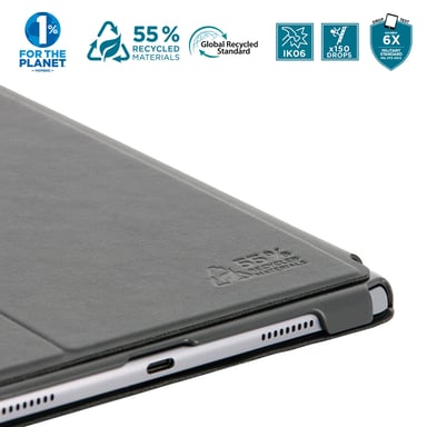 Coque Éco-conçue pour Galaxy Tab A8 10.5'' (SM-X200/SM-X250), Étui Antichoc Fabriqué à partir de Matières Recyclées, Veille/Réveil Automatique, Noir