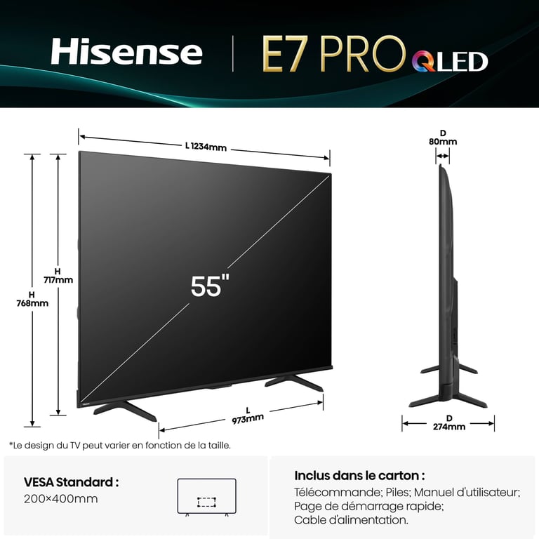 TV QLED Hisense 50E79Q Pro 126 cm 2025 - vue 5