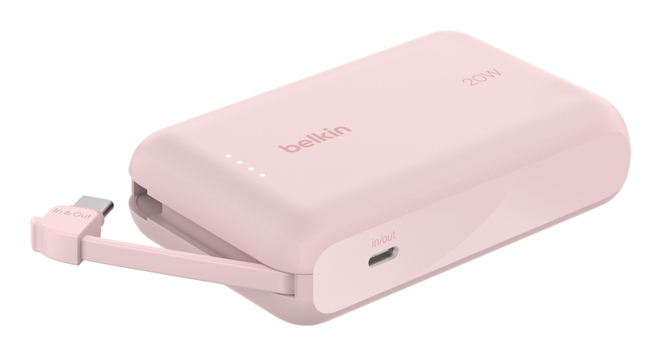 Belkin Batterie externe universelle 10 000 mAh 20 W, rose, double sortie USB-C, charge rapide