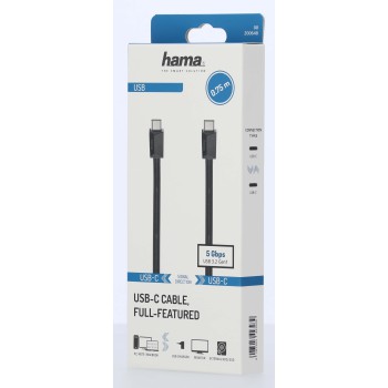 Câble USB-C Full-Featured, USB 3.2 Gen1, 5Gbit/s, 0,75m