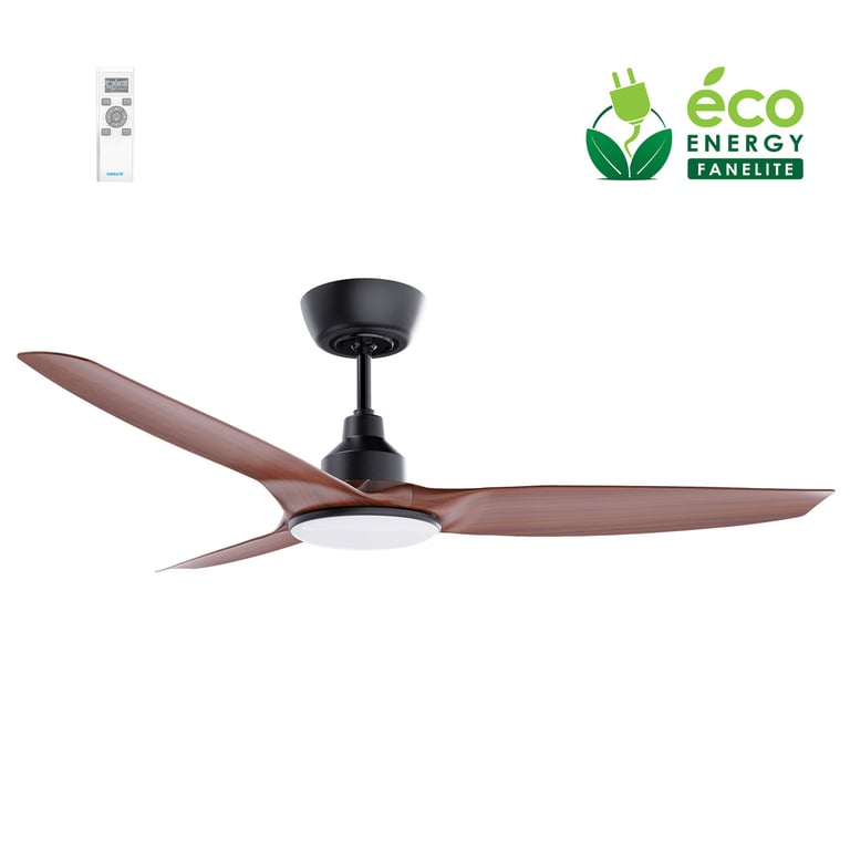 Fanelite Ventilateur de plafond 132 cm noir et ABS imitation bois FANDC52LN-BKD - Moteur DC 18W - LED 20W dimmable 3 couleurs Marron - vue 2
