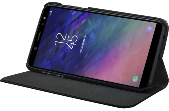 Coque clapet folio avec fente pour cartes & support pour Samsung Galaxy A6+ (2018), Noir