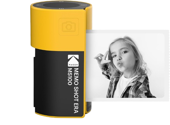 Kodak Memo Shot ERA MS100 - Impression Photo Autocollante 2.7x1.8, Compatible iOS/Android via Bluetooth, Remplacement Facile Cartouches One-Touch, Imprime en 25 Sec, Appli KODAK Memo - Jaune - Neuf