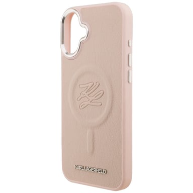 Custodia Karl Lagerfeld Initial & Metal Logo MagSafe per iPhone 16 Plus, rosa