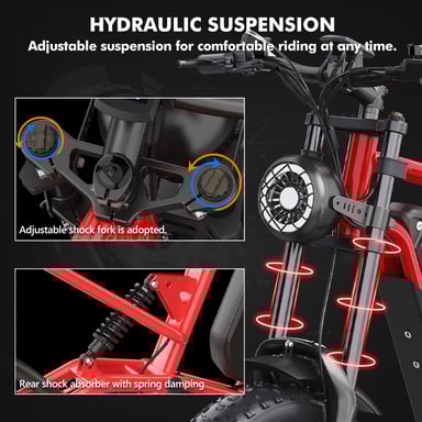 Bici elettrica Hidoes B6 per adulti 1200 W, mountain bike fuoristrada da 20'' con batteria da 48 V 15,6 Ah, sospensione completa