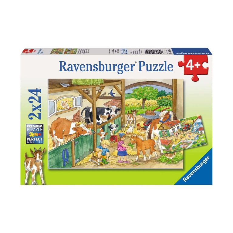 Puzzle 2 x 24 pièces : Une journée à la ferme Ravensburger France - vue 3