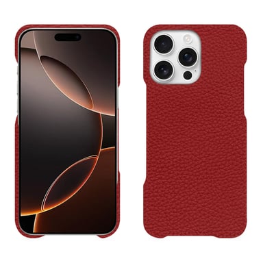 Coque cuir Apple iPhone 16 Pro -  - Rouge - Cuir grainé