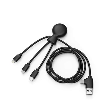 Câble Mr BIO USB A+C / microUSB & USB C & Lightning 2.1A 1m FastCharge 10.5W Noir - Eco-responsable Xoopar