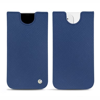 Pochette cuir Apple iPhone 12 mini - Pochette - Bleu - Cuir saffiano