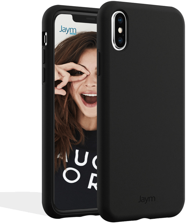 JAYM - Coque Silicone Premium Noire pour Apple iPhone X / XS -100% Silicone et Microfibre - Renforcé