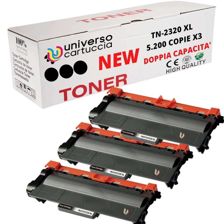 Universocartuccia Toner compatible TN2320 5200 copies pour MFCL2700DW / MFCL2700DN / MFCL2720DW / MFCL2740DW / DCPL2500D / HL2300D / HL2340DW / HL2365DW/ HL2370 DN 2 x TN2320 Neuf - vue 8