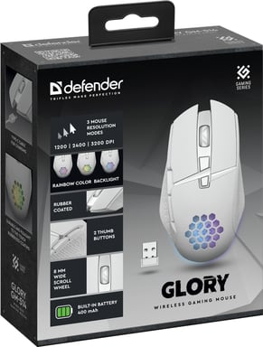 Defender GLORY GM-514 ratón Juego mano derecha RF inalámbrico Óptico 3200 DPI
