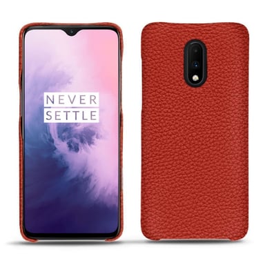 Coque cuir OnePlus 7 -  - Orange - Cuir grainé