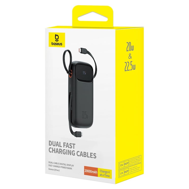 Baseus QPOW 2 DUAL KABLOLU 10.000 MAH POWERBANK SIYAH banque d'alimentation électrique Lithium 10000 mAh Neuf - vue 2