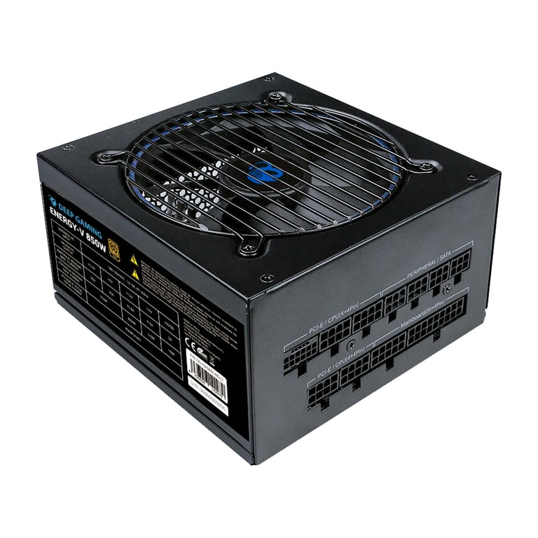 DeepGaming Fuente de alimentación Energy-V 850W 80Plus Gold, PCIe 5.0 600W, Full Modular, ATX3.0, Ventilador silencioso