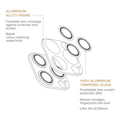 Coprilente in lega metallica per Apple iPhone 12 Pro, oro platino