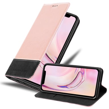 Coque pour Apple iPhone 13 PRO en ROSE NOIR Housse de protection Étui avec fermeture magnétique, fonction de support et compartiment pour carte