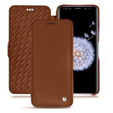 Housse cuir Samsung Galaxy S9+ -  - Marron - Cuir lisse