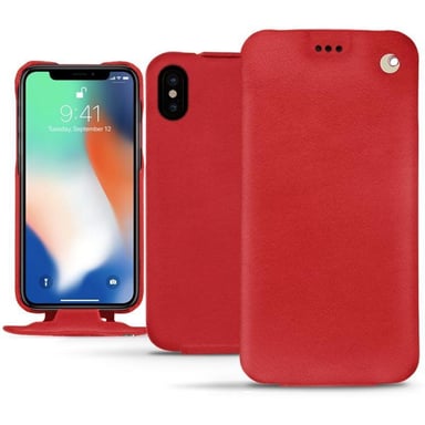 Funda de piel Apple iPhone Xs Max - Solapa vertical - Rojo - Piel lisa de primera calidad