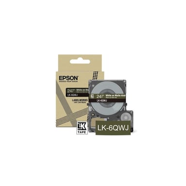 Cartouche d encre Epson LK 6QWJ pour LabelWorks LW C410 et LW C610 Blanc sur Kaki Mat