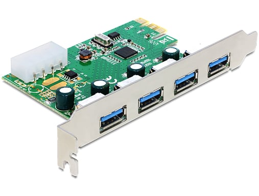 Scheda Delock PCI Express> 4 x Adattatore USB esterno USB PCI Express 2.0 X1 5GBPS