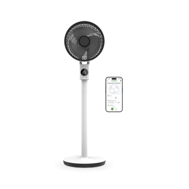 Ventilatore circolatore d'aria a piantana Meaco MeacoFan Sefte 10 PRO, con batteria e app, silenzioso, portatile, 12 velocità, oscillazione automatica, bianco