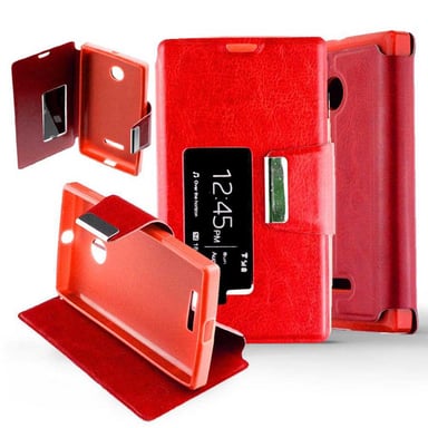 Etui Folio compatible Rouge Nokia Lumia 435
