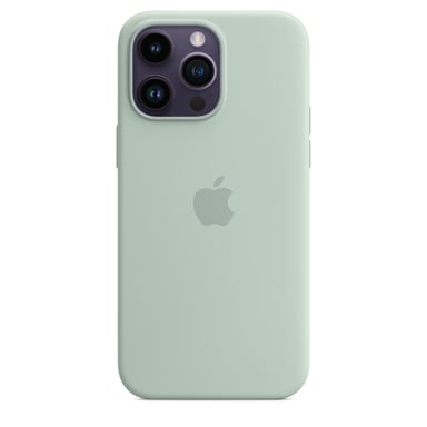 Coque en silicone avec MagSafe pour iPhone 14 Pro Max Bleu cactus