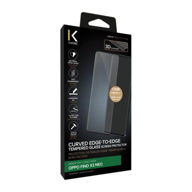Protector de pantalla de cristal templado de borde a borde para OPPO Find X3 Neo, Negro