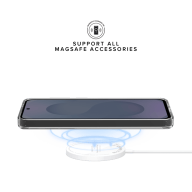Custodia magnetica antiurto invisibile realizzata con il 75% di plastica riciclata per Samsung Galaxy S25+ 5G, trasparente