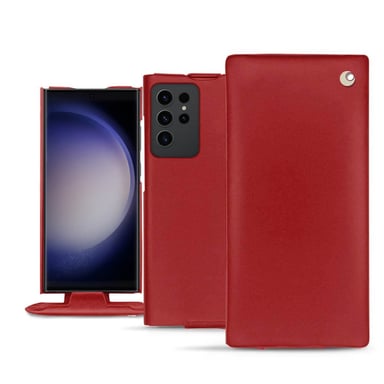 Housse cuir Samsung Galaxy S23 Ultra - Rabat vertical - Rouge - Cuir lisse