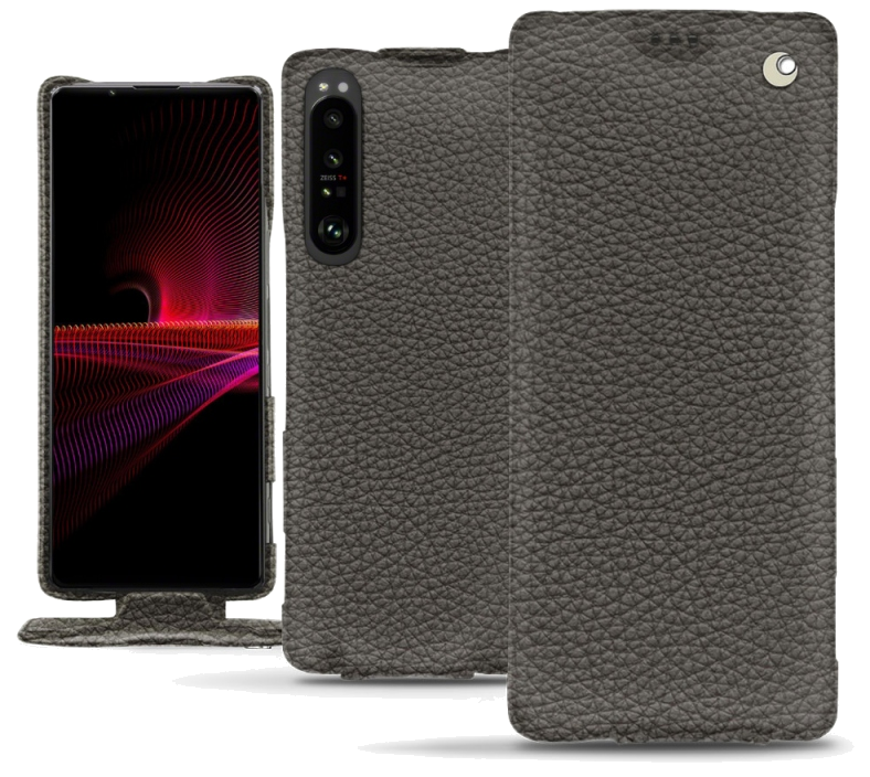 Housse cuir Sony Xperia 1 III - Rabat vertical - Anthracite ( Pantone 424C ) - NOREVE