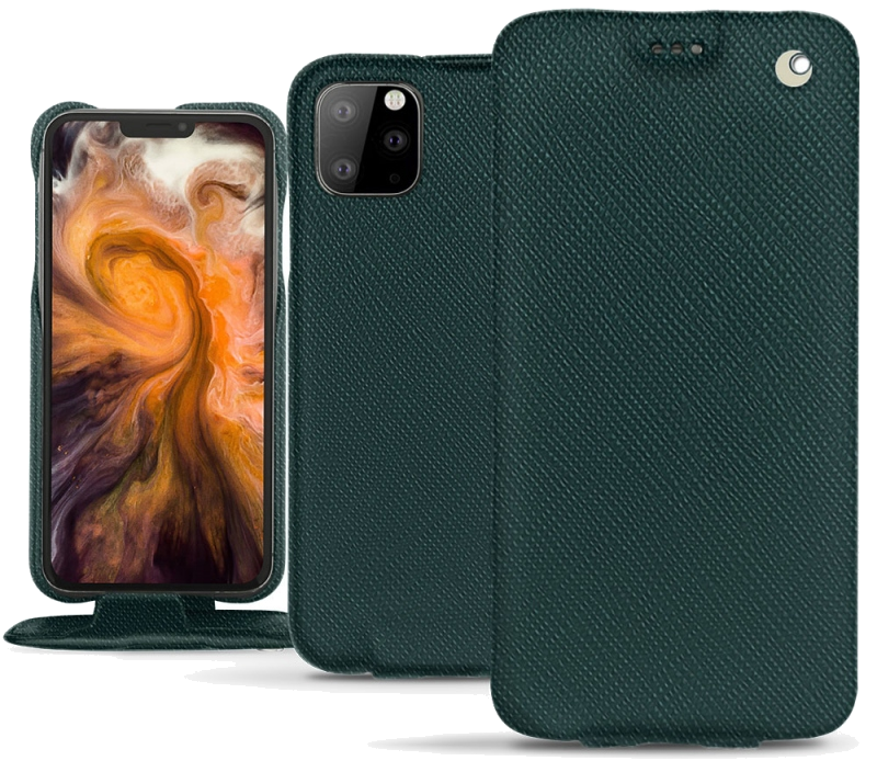 Housse cuir Apple iPhone 11 Pro Max - Rabat verticalVert