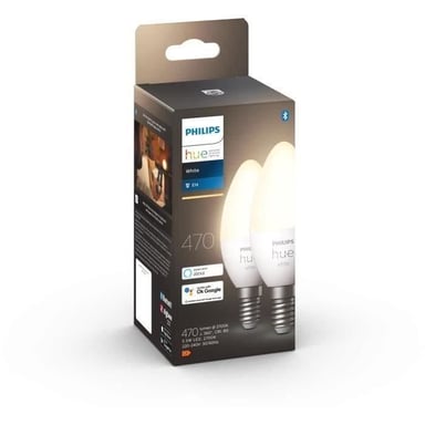 PHILIPS Hue White - Bombillas LED conectadas E14 - Compatible con Bluetooth - Pack de 2