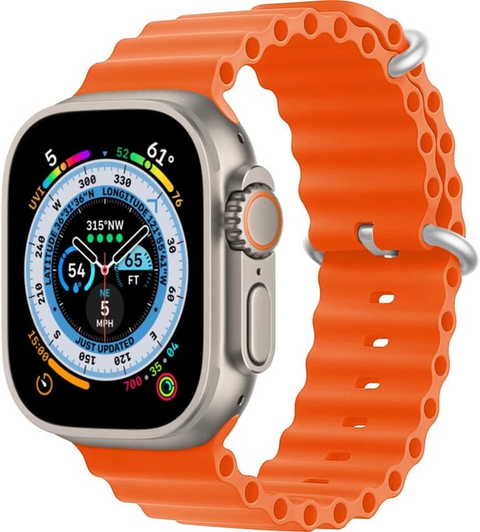 Bracelet orange pour Apple Watch Ultra 49mm silicone avec fermoir - Xeptio
