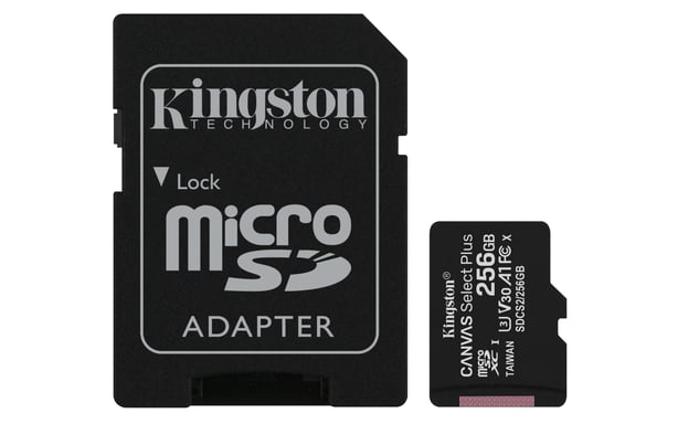Kingston Technology Carte micSDXC Canvas Select Plus 100R A1 C10 de 256 Go + ADP