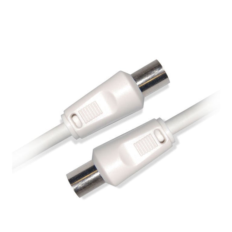 Câble Coaxial mâle /femelle 9,52mm + 1 adaptateur mâle/mâle 5 m Blanc - Neuf