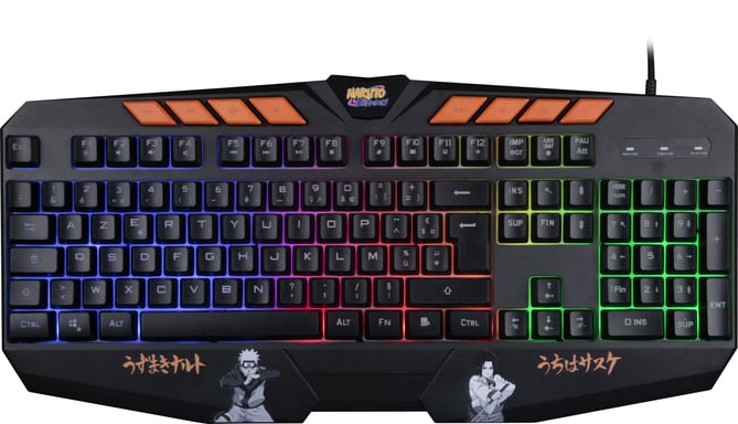 Konix Naruto KX GAMING KEYBOARD teclado Juego USB AZERTY Francés Negro