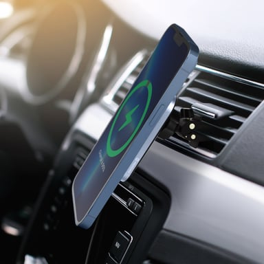 Support Voiture Magsafe iPhone Charge Rapide 15W Grille d'Aération Noir Swissten