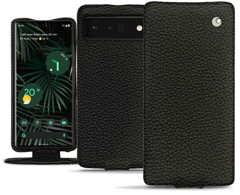 Housse cuir Google Pixel 6 Pro - Rabat verticalNoir