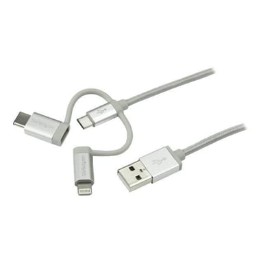 StarTech.com Cable USB multiconector de 1 m - Lightning, USB-C, Micro USB (LTCUB1MGR)