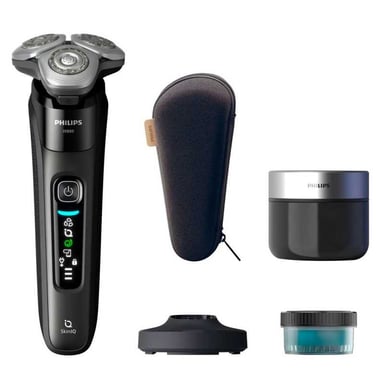 Rasoir électrique rotatif Philips X9000/30 Series 9000 SkinIQ 3 têtes Quick Clean Pod Noir